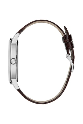 Montre à quartz en cuir - Marron et argenté