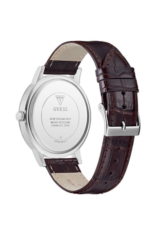 Montre à quartz en cuir - Marron et argenté