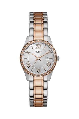 Stalen Quartz Horloge  Zilverkleurig en Roségoudkleurig