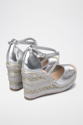Espadrilles met Sleehak - Zilverkleurig