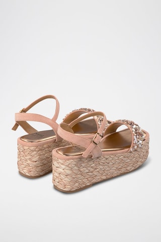 Sandalen met Sleehak - Zalmkleurig