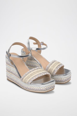 Sandalen met Sleehak - Zilverkleurig