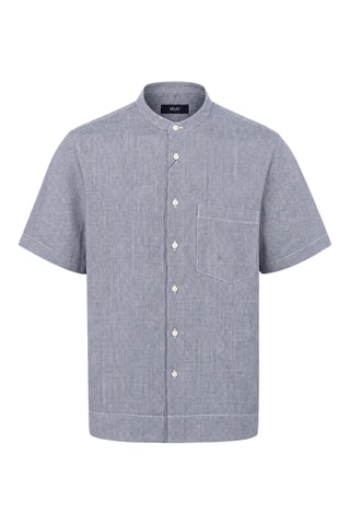 Camisa regular fit de lino - Azul marino