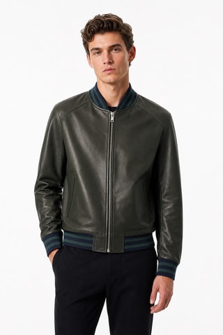 Chaqueta de piel - Verde oscuro