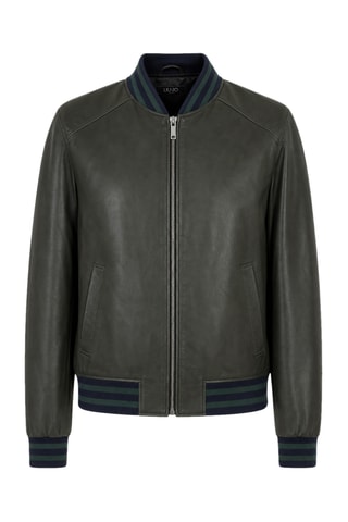 Chaqueta de piel - Verde oscuro