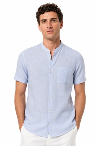 Camisa regular fit de lino - Azul claro