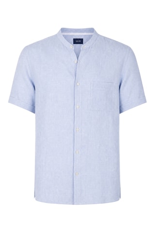 Camisa regular fit de lino - Azul claro