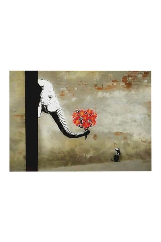 Tableau "L'Eléphant au bouquet de fleurs" - Banksy - 50 x 70 cm - Reproduction