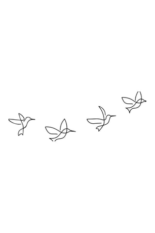 4 Wanddecoraties Birds - Zwart - 18 x 21 cm / 20 x 24 cm / 20 x 23 cm / 18 x 22 cm