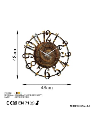 Wandklok - 48 cm - Bruin en Goudkleurig