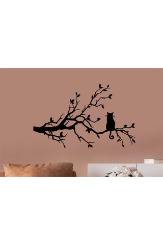 Wanddecoratie Cat 12 - 80 x 50 cm - Zwart