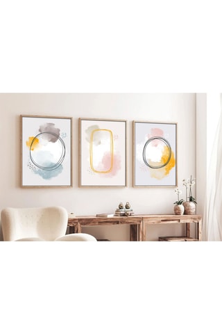 3 Massief Houten Wanddecoraties - 35 x 50 cm