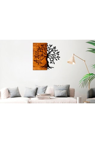 Décoration murale en bois Agac - 58 x 58 cm - Naturel et noir