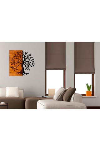 Décoration murale en bois Agac - 58 x 58 cm - Naturel et noir