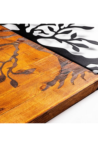 Décoration murale en bois Agac - 58 x 58 cm - Naturel et noir