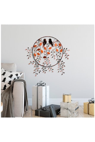 Wanddecoratie Love of Birds - 86 x 75 cm - Zwart en Rood