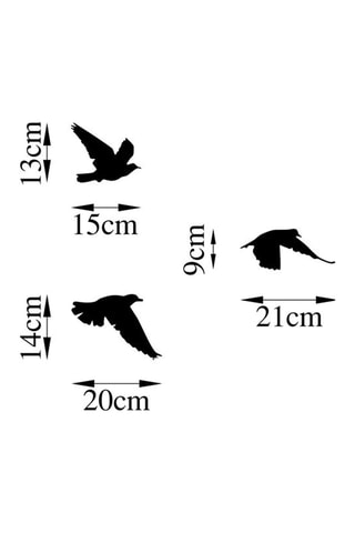 3 Wanddecoraties Vogels - 13 x 15 / 9 x 21 / 14 x 20 cm - Zwart