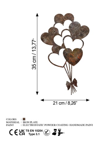 Wanddecoratie Rusty Heart - Bruin - 21 x 35 cm