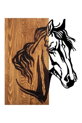 Décoration murale en bois - Naturel et noir - 48 x 58 cm