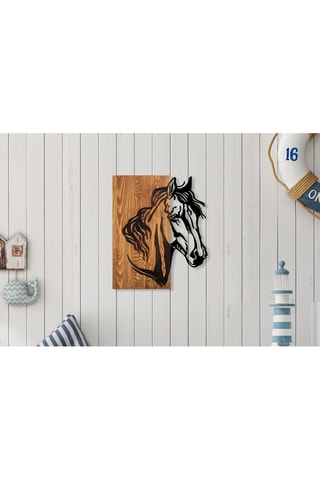 Décoration murale en bois - Naturel et noir - 48 x 58 cm