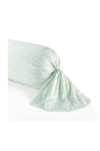 Funda de almohada de satén de algodón Feuilles d'amour - Verde