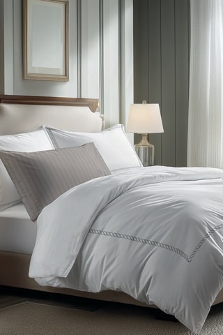 2 fundas de almohada de satén de algodón 79 hilos/cm² Douceur royale - Gris