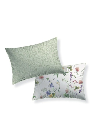 2 fundas de almohada de satén de algodón Feuilles d'amour - Verde