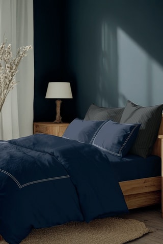 2 fundas de almohada de satén de algodón 80 hilos/cm² Annecy - Azul oscuro