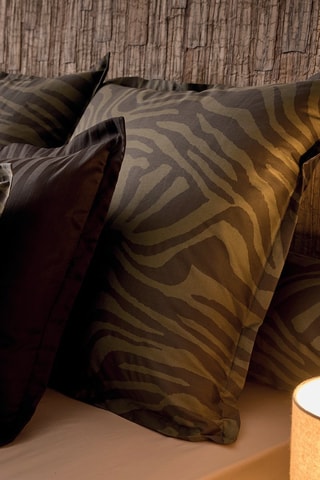 Funda de almohada de satén de algodón 80 hilos/cm² Evasion zébrée - Verde oscuro