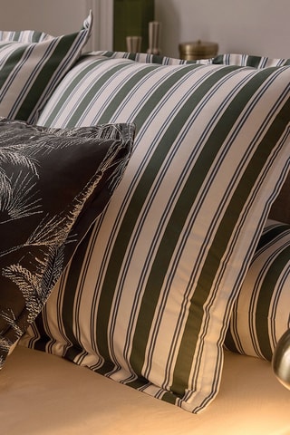 Funda de almohada de satén de algodón 80 hilos/cm² Soline - Verde y celeste