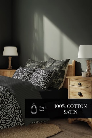 Funda de almohada de satén de algodón 80 hilos/cm² Instinct - Negro y blanco