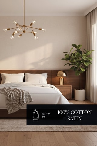 Funda de almohada de satén de algodón 80 hilos/cm² Lune impériale - Blanco