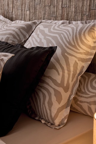 Funda de almohada de satén de algodón 80 hilos/cm² Evasion zébrée - Topo