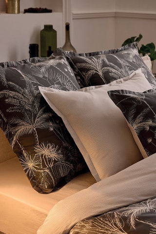 2 fundas de almohada reversibles de satén de algodón 80 hilos/cm² Lignes élégantes - Topo