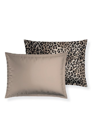 Funda de almohada de satén de algodón 80 hilos/cm² - Marrón
