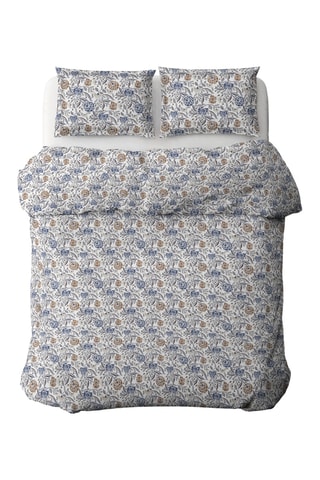 Juego de nórdico de satén de algodón 80 hilos/cm² Renaissance antique - Blanco y azul cobalto