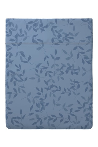 Sábana encimera de satén de algodón Frêne à fleurs - Azul