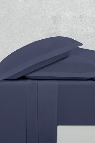 Sábana encimera de satén de algodón 80 hilos/cm² Uni 1 Barata - Azul marino