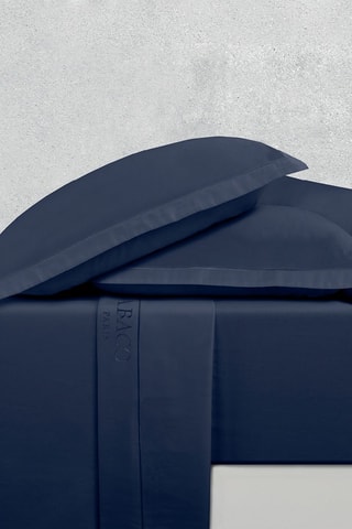 Sábana encimera de satén de algodón 80 hilos/cm² Uni 1 Barata - Azul marino