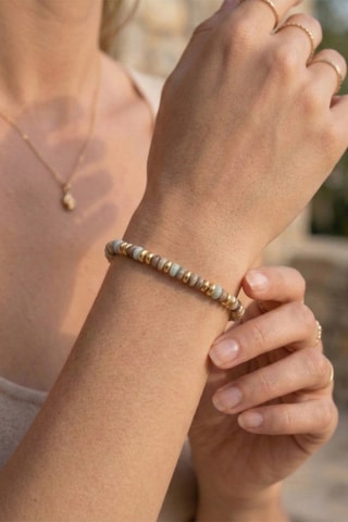 Bracciale - Placcato oro giallo e agate