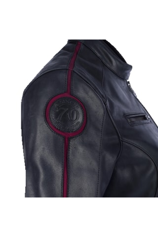 Veste en cuir de buffle Devon - Segura - Blanc, noir et rouge