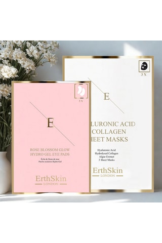 Mascarilla de ácido hialurónico y colágeno y parches de ojos de hidrogel rosa