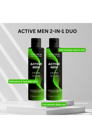2 geles de ducha 2 en 1 Active Men - Para todo tipo de cabello - 300 ml