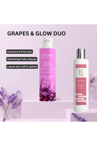 Estuche de gel de ducha Grapes cleansing y loción corporal con ácido hialurónico y colágeno - 2 productos