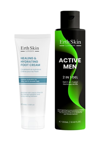 Estuche de gel 2 en 1 active men y crema hidratante para pies - 2 productos