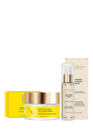 Estuche de sérum reparador con baba de caracol y crema de día con colágeno SPF 50 - 2 productos