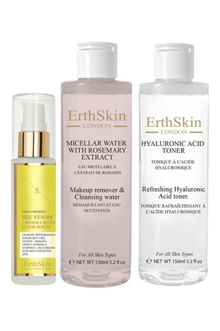 Estuche con ácido hialurónico, extracto de romero, veneno de abeja y miel de Manuka - 3 productos
