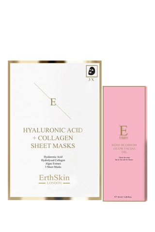 Aceite tratamiento Rose Blossom Glow y mascarilla con ácido hialurónico y colágeno - Para todo tipo de piel