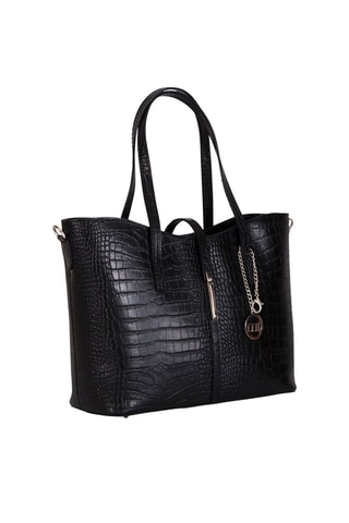 Shopping bag in pelle Valbrona - Nero