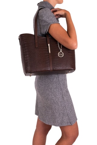 Shopping bag in pelle Valbrona - Marrone